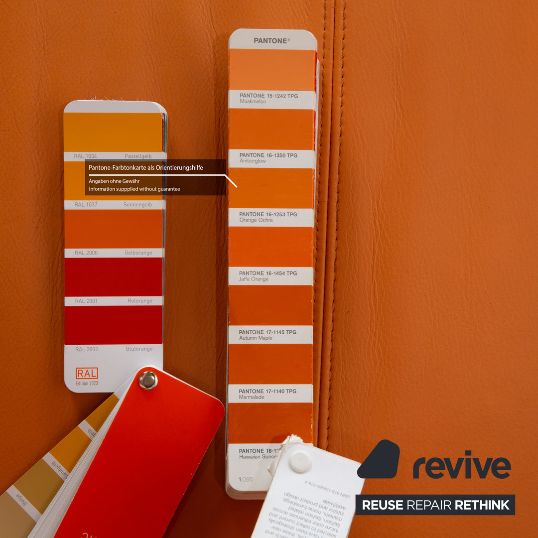 Rolf Benz 1600 Leather Two Seater Orange Manual Function Sofa Couch