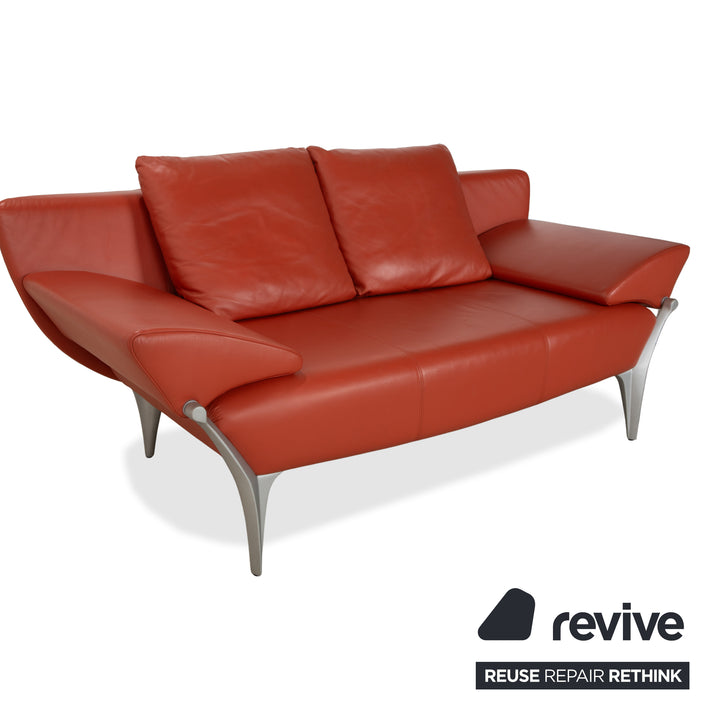 Rolf Benz 1600 Leder Zweisitzer Orange Rot manuelle Funktion Sofa Couch