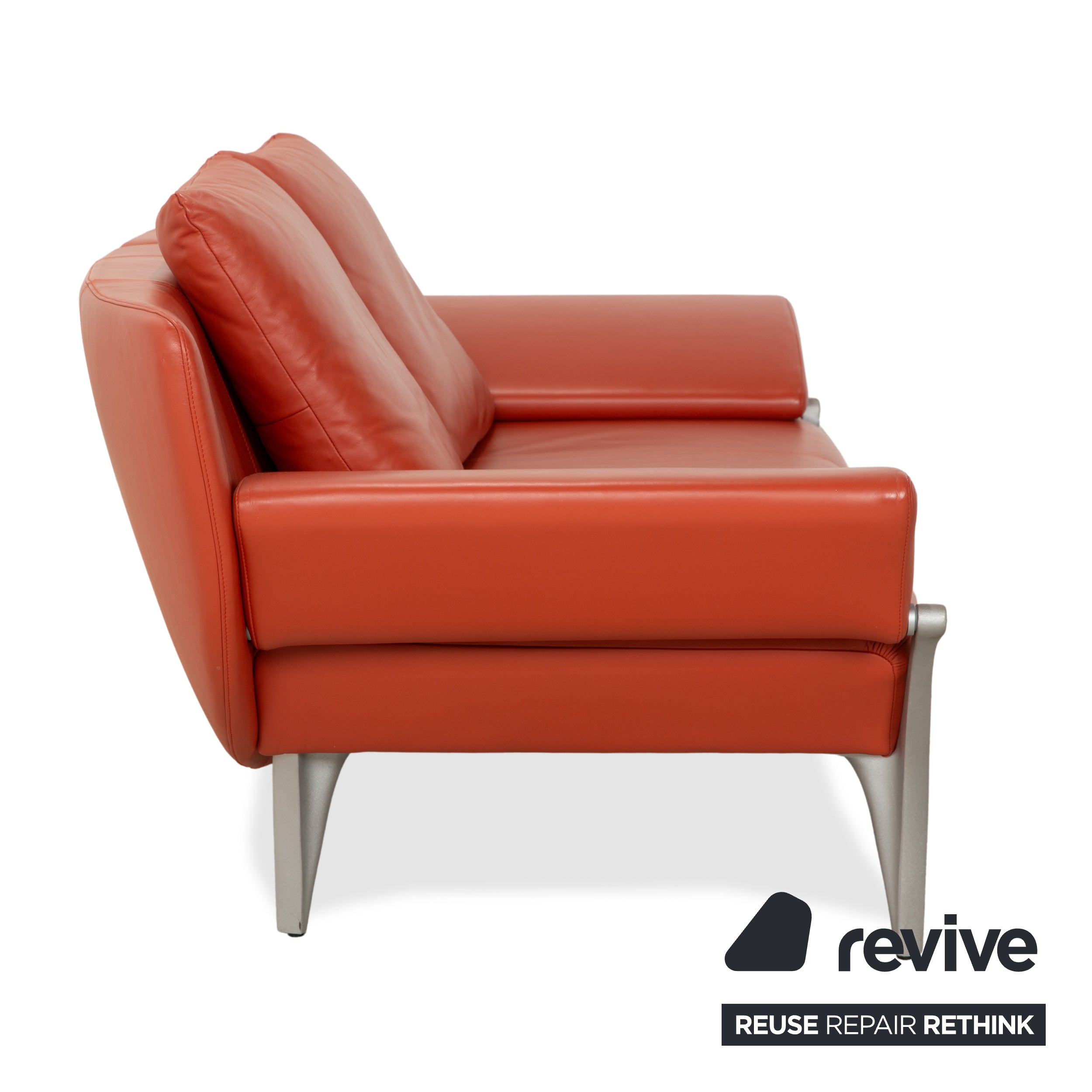 Rolf Benz 1600 Leder Zweisitzer Orange Rot manuelle Funktion Sofa Couch