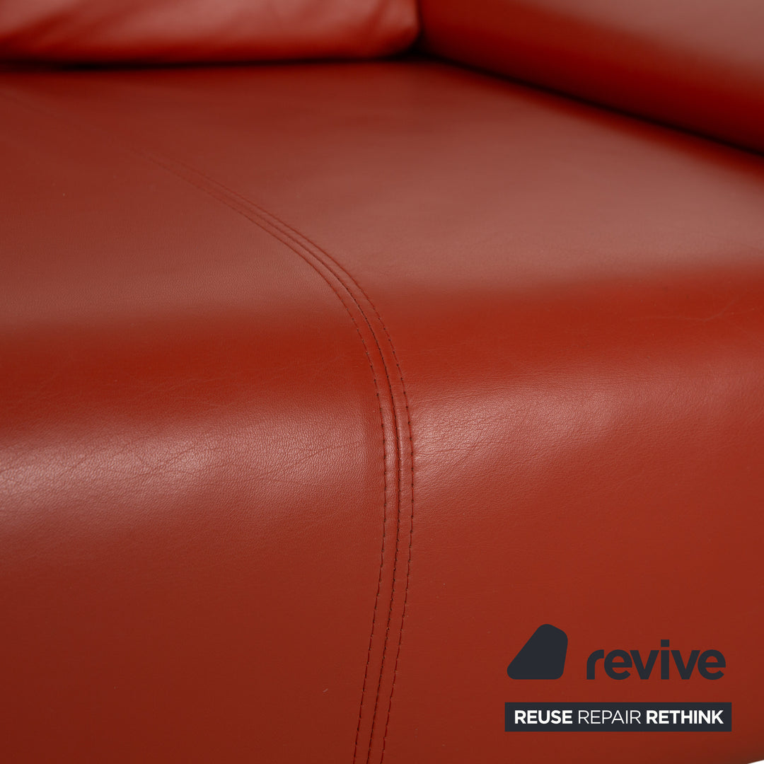 Rolf Benz 1600 Leder Zweisitzer Orange Rot manuelle Funktion Sofa Couch