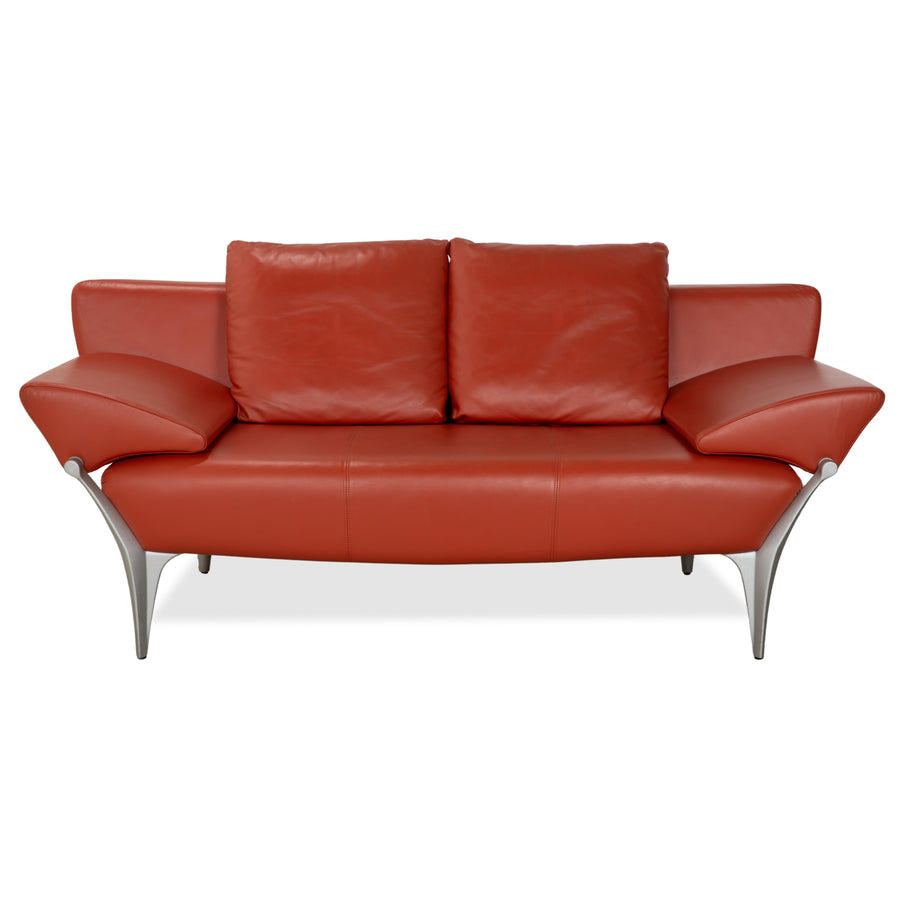 Rolf Benz 1600 Leder Zweisitzer Orange Rot manuelle Funktion Sofa Couch