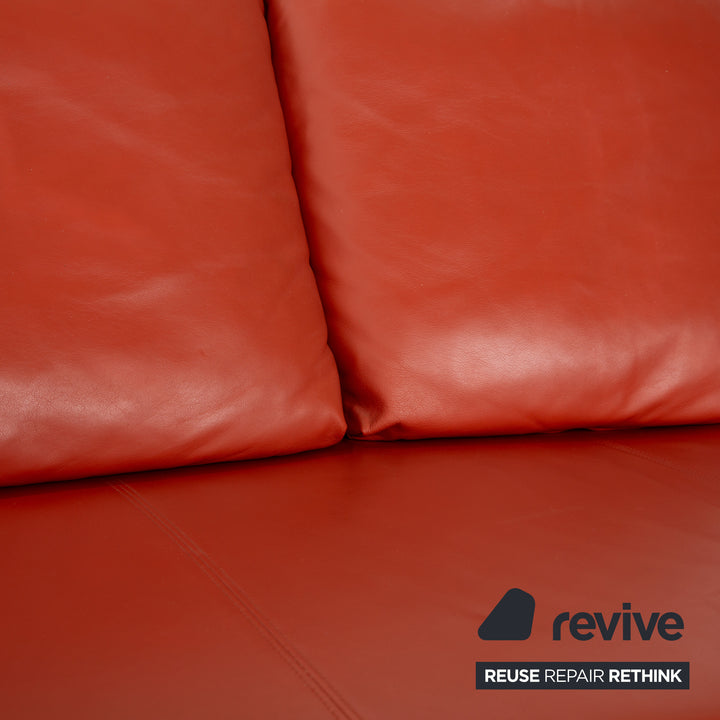 Rolf Benz 1600 Leder Zweisitzer Orange Rot manuelle Funktion Sofa Couch