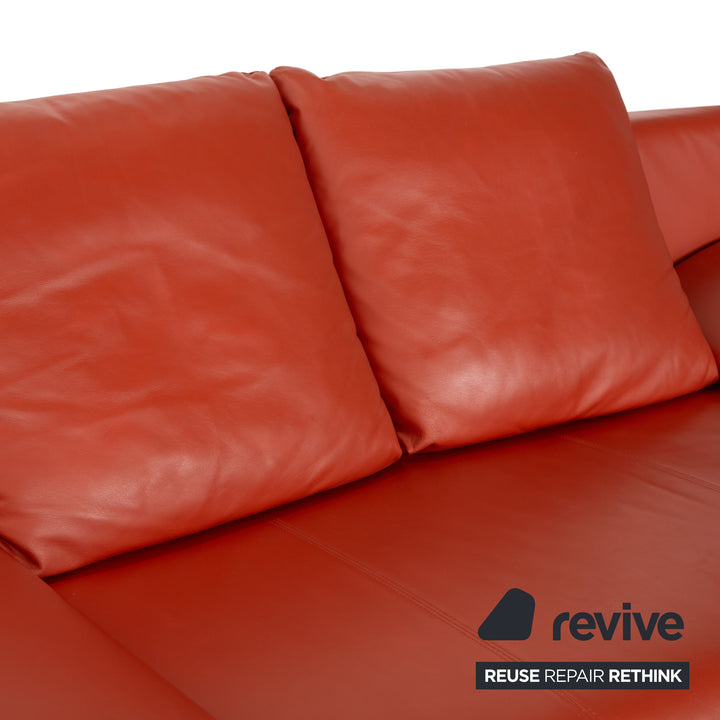 Rolf Benz 1600 Leder Zweisitzer Orange Rot manuelle Funktion Sofa Couch