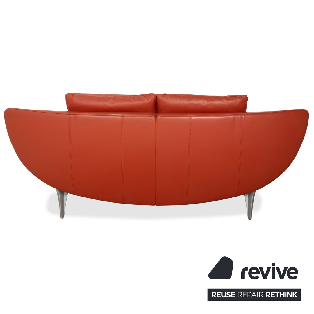 Rolf Benz 1600 Leder Zweisitzer Orange Rot manuelle Funktion Sofa Couch