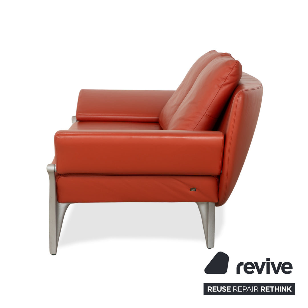 Rolf Benz 1600 Leder Zweisitzer Orange Rot manuelle Funktion Sofa Couch