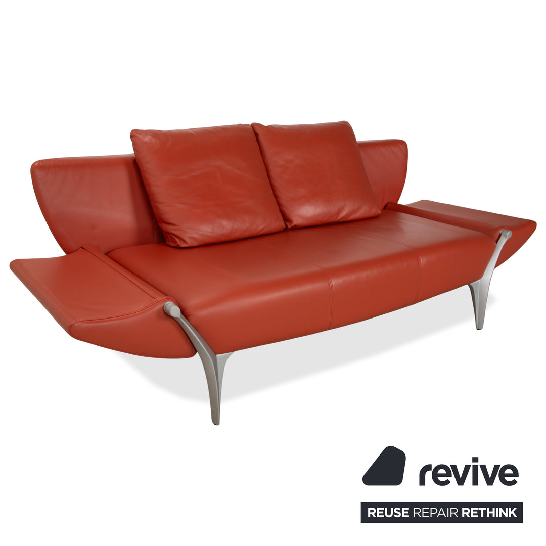 Rolf Benz 1600 Leder Zweisitzer Orange Rot manuelle Funktion Sofa Couch