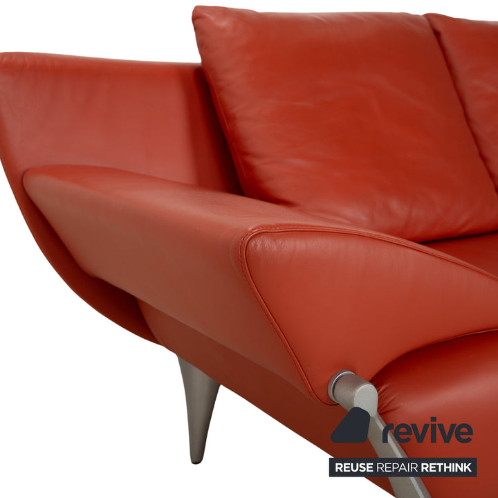 Rolf Benz 1600 Leder Zweisitzer Orange Rot manuelle Funktion Sofa Couch