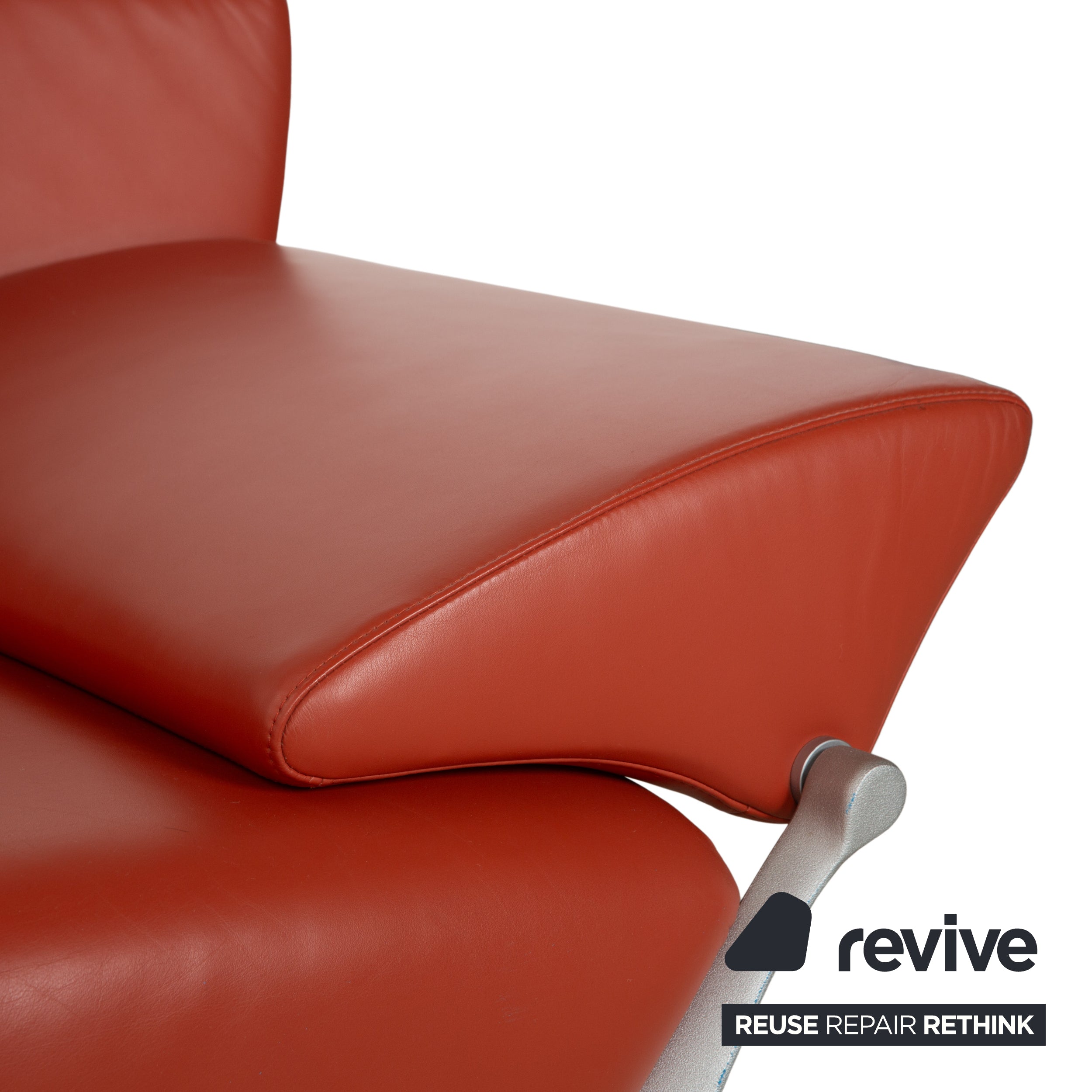 Rolf Benz 1600 Leder Zweisitzer Orange Rot manuelle Funktion Sofa Couch