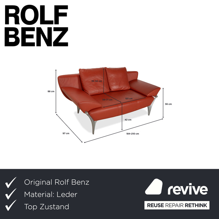Rolf Benz 1600 Leder Zweisitzer Orange Rot manuelle Funktion Sofa Couch