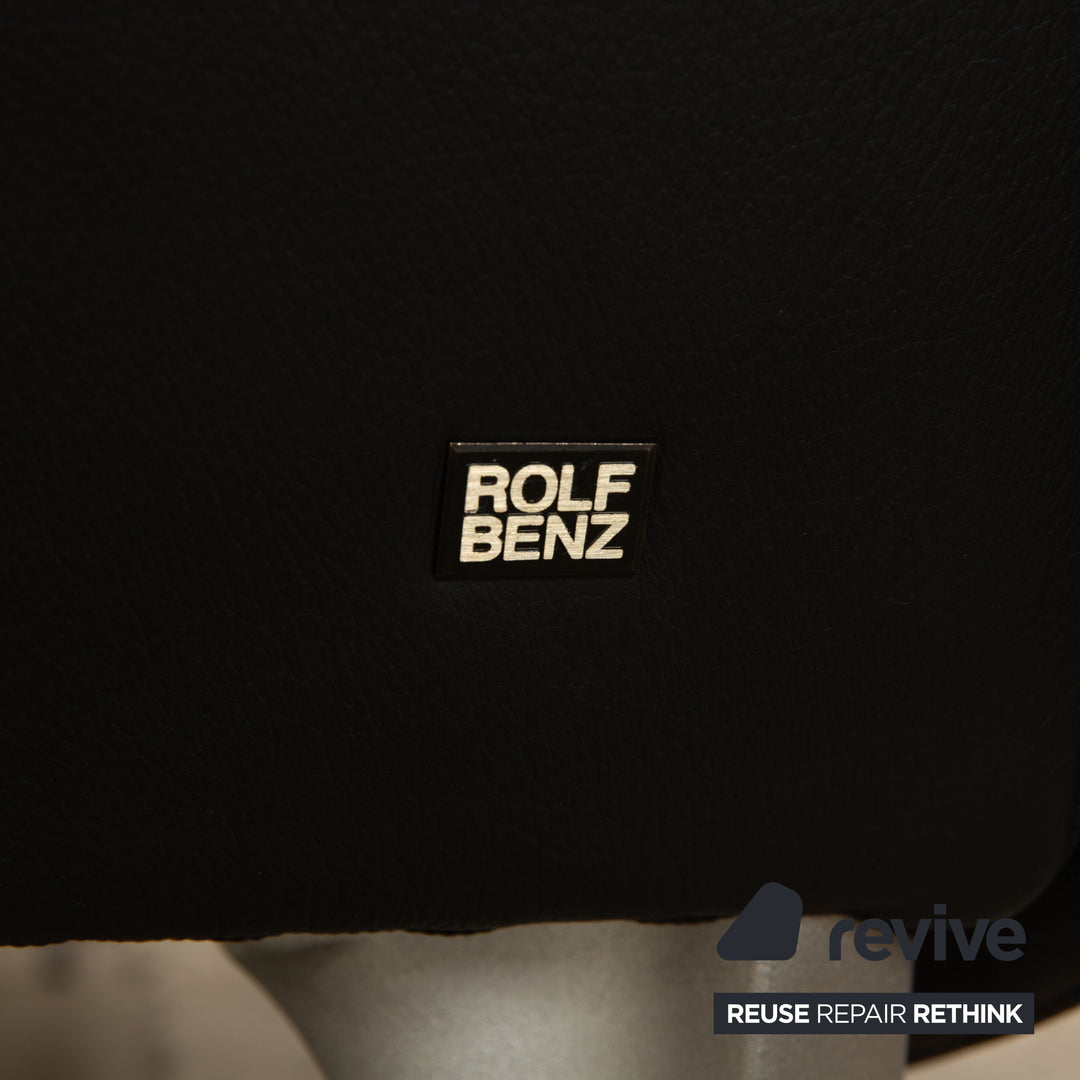 Rolf Benz 1600 Leather Two Seater Black Manual Function Sofa Couch