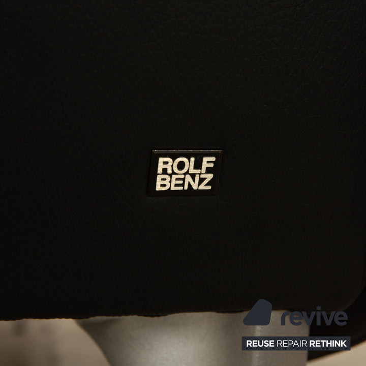 Rolf Benz 1600 Leather Two Seater Black Manual Function Sofa Couch