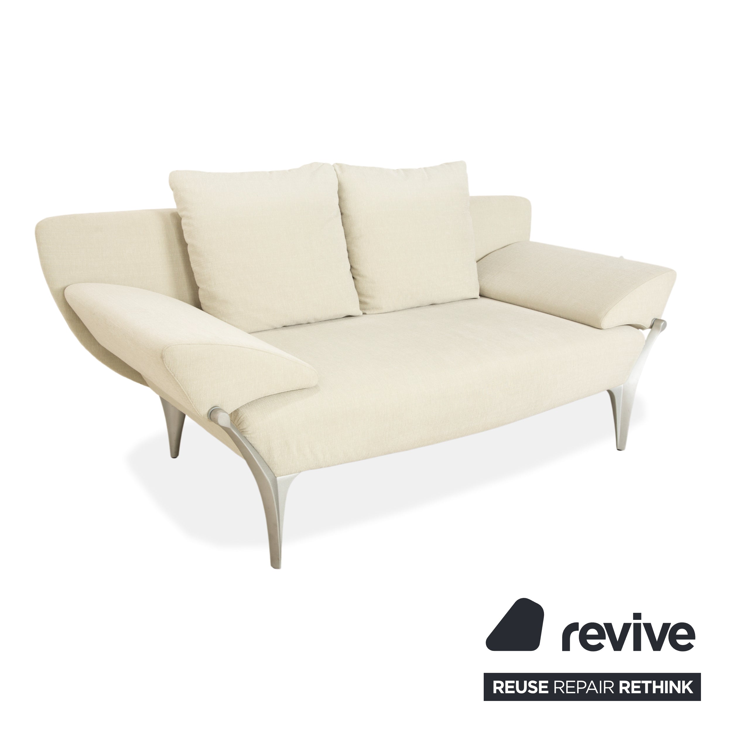 Rolf Benz 1600 Stoff 2x Zweisitzer Creme Mint manuelle Funktion Sofa Couch