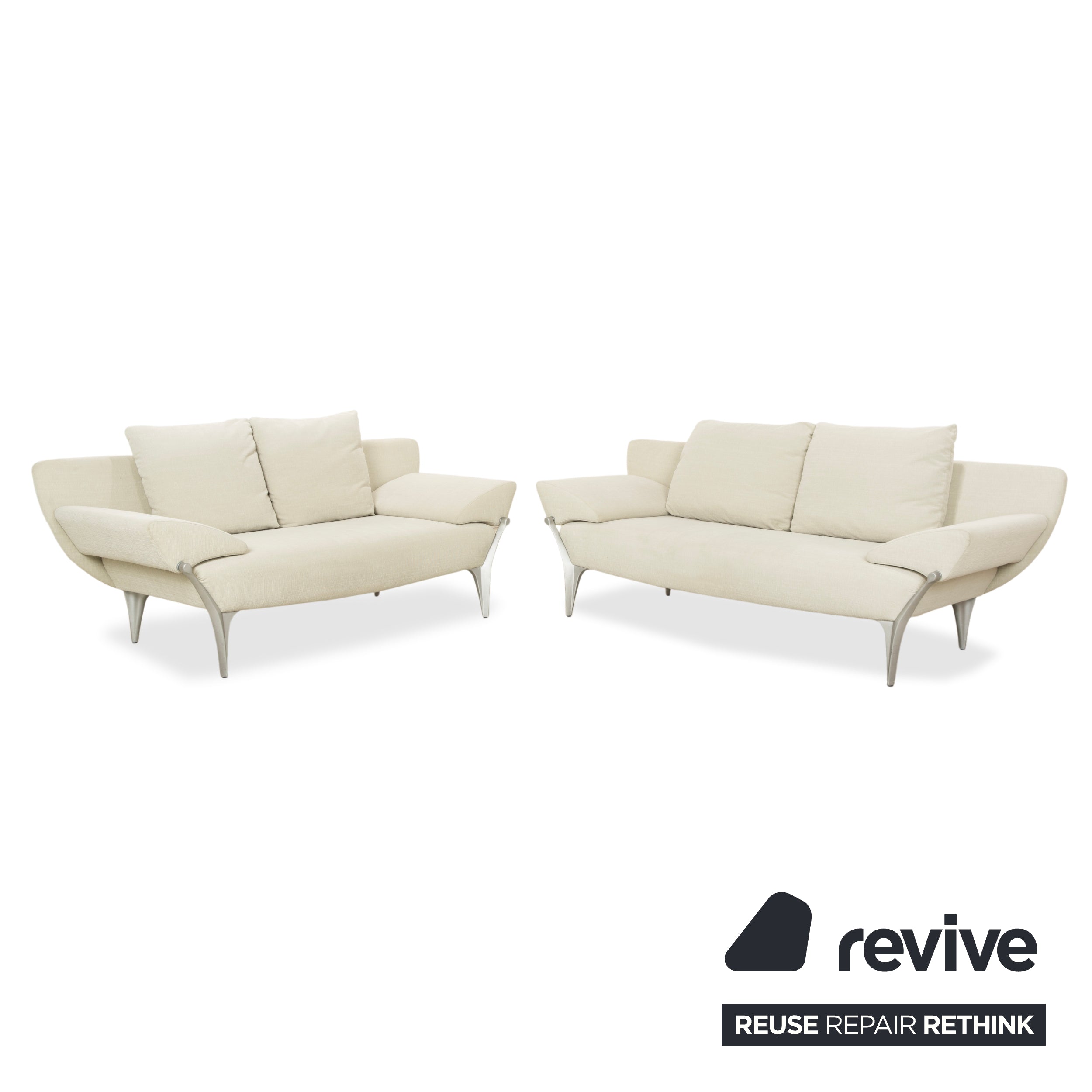 Rolf Benz 1600 Stoff 2x Zweisitzer Creme Mint manuelle Funktion Sofa Couch