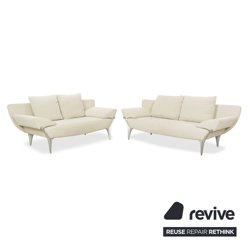 Rolf Benz 1600 Stoff 2x Zweisitzer Creme Mint manuelle Funktion Sofa Couch