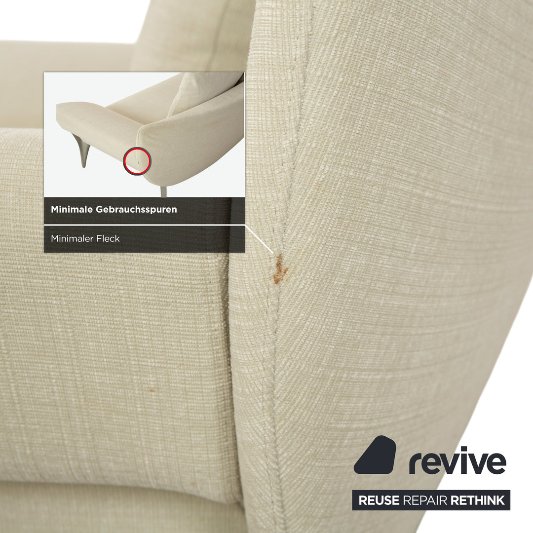 Canapé 2 places Rolf Benz 1600 en tissu crème menthe, à réglage manuel.