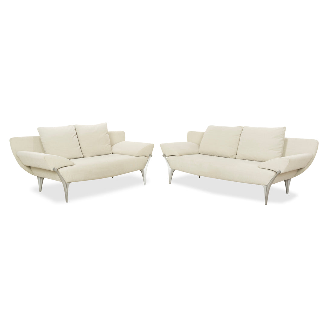 Rolf Benz 1600 Stoff 2x Zweisitzer Creme Mint manuelle Funktion Sofa Couch