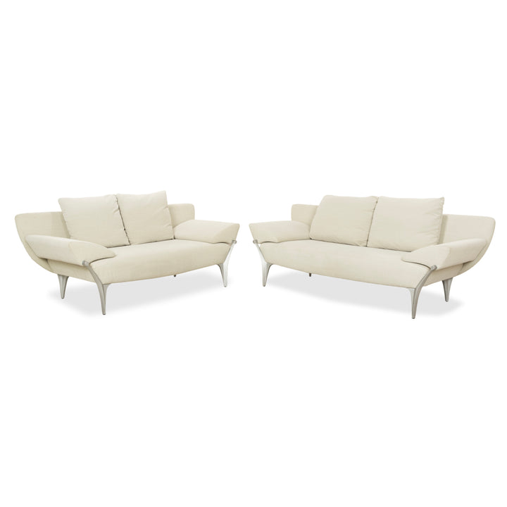 Rolf Benz 1600 Stoff 2x Zweisitzer Creme Mint manuelle Funktion Sofa Couch