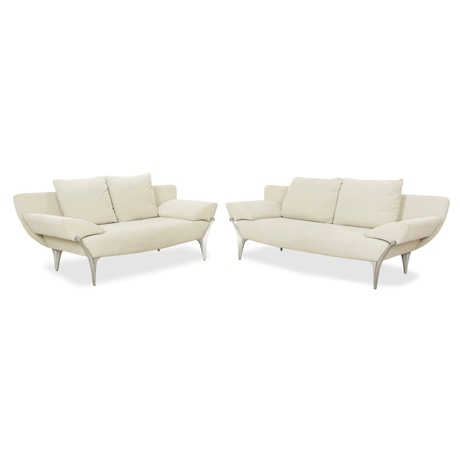 Rolf Benz 1600 Stoff 2x Zweisitzer Creme Mint manuelle Funktion Sofa Couch