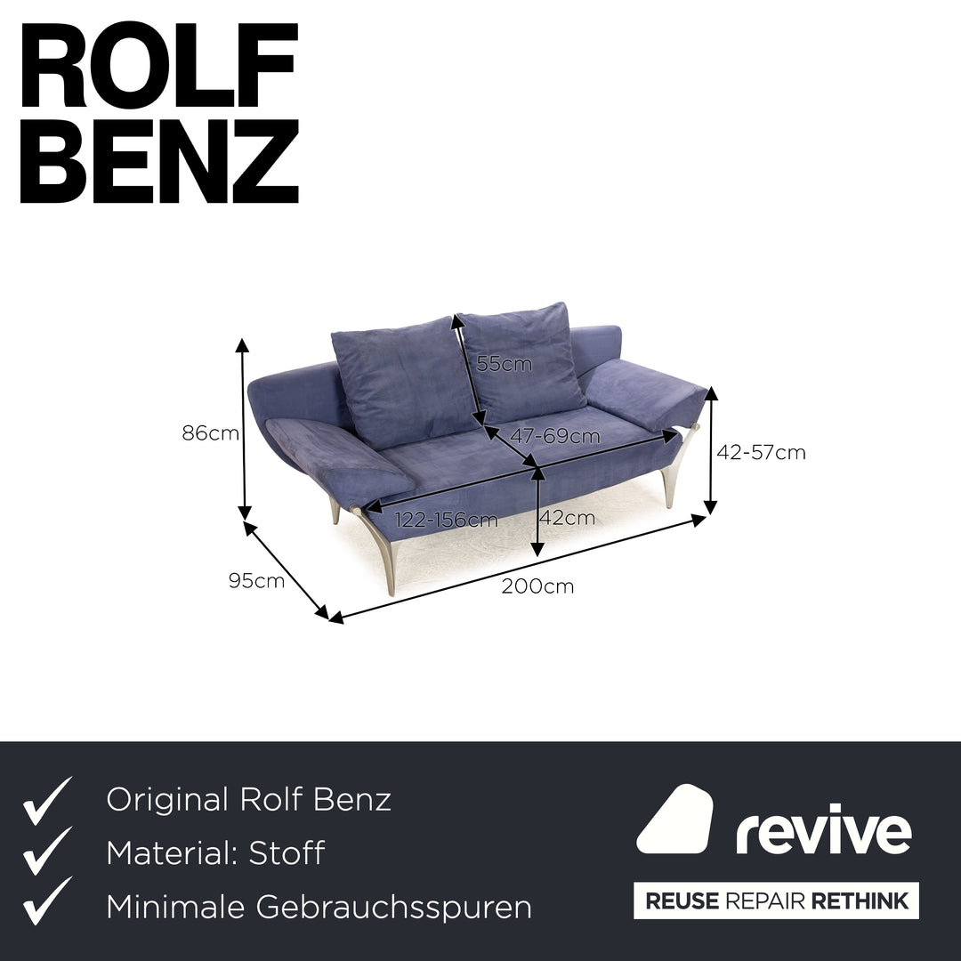 Rolf Benz 1600 Stoff Zweisitzer Blau manuelle Funktion Sofa Couch