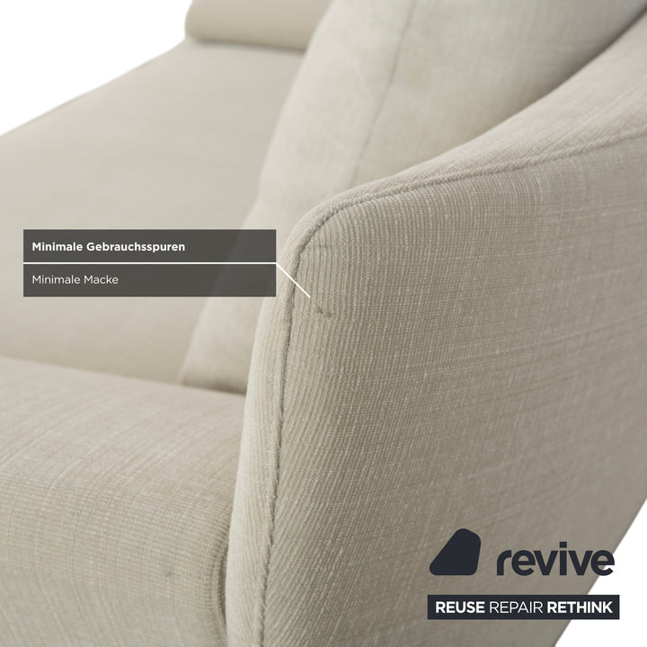 Rolf Benz 1600 Fabric Two-Seater Cream Mint Manual Function Sofa Couch