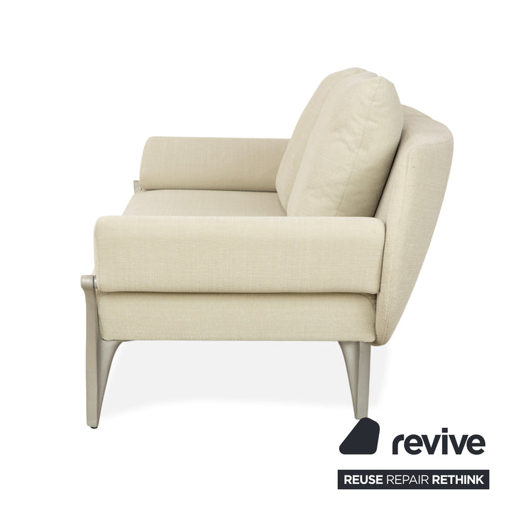 Rolf Benz 1600 Fabric Two-Seater Cream Mint Manual Function Sofa Couch