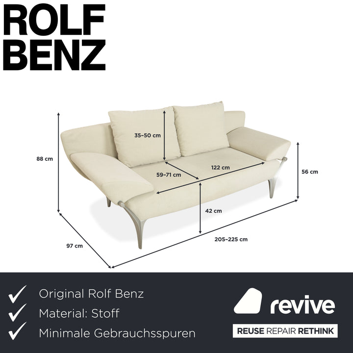 Rolf Benz 1600 Stoff Zweisitzer Creme Mint manuelle Funktion Sofa Couch