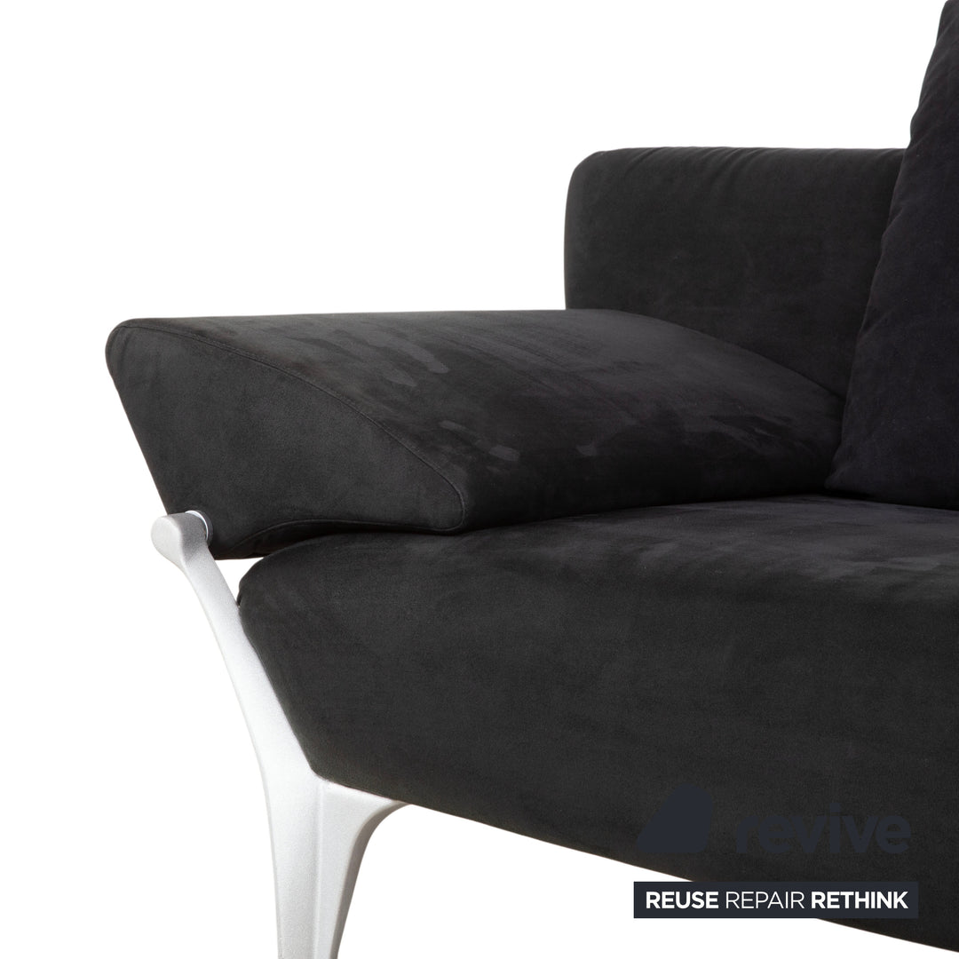 Rolf Benz 1600 Stoff Zweisitzer Schwarz manuelle Funktion Sofa Couch