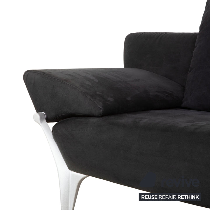 Rolf Benz 1600 Stoff Zweisitzer Schwarz manuelle Funktion Sofa Couch