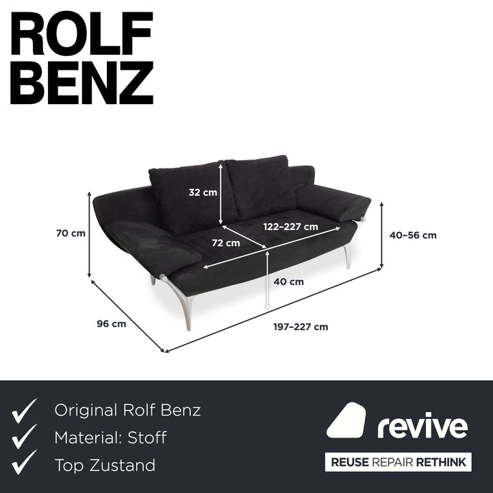 Rolf Benz 1600 Stoff Zweisitzer Schwarz manuelle Funktion Sofa Couch