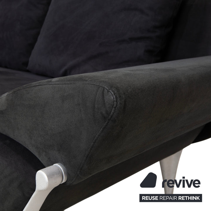 Rolf Benz 1600 Stoff Zweisitzer Schwarz manuelle Funktion Sofa Couch