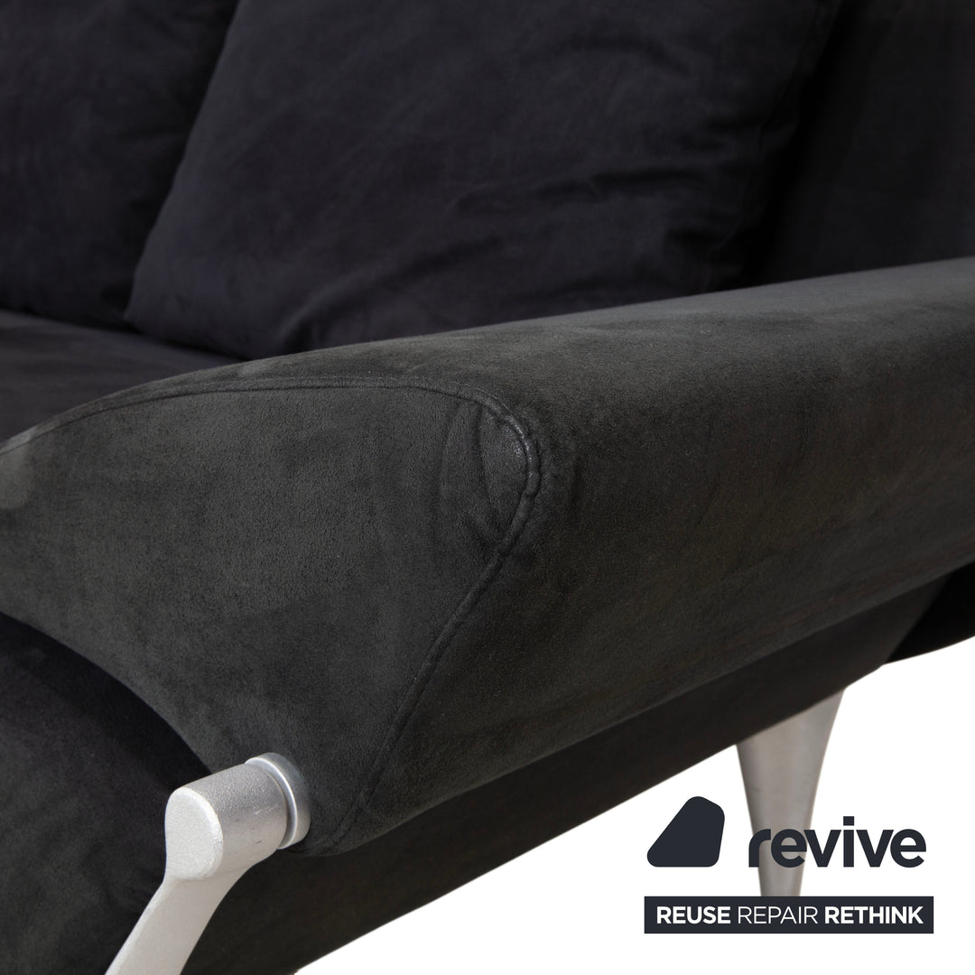 Rolf Benz 1600 Stoff Zweisitzer Schwarz manuelle Funktion Sofa Couch