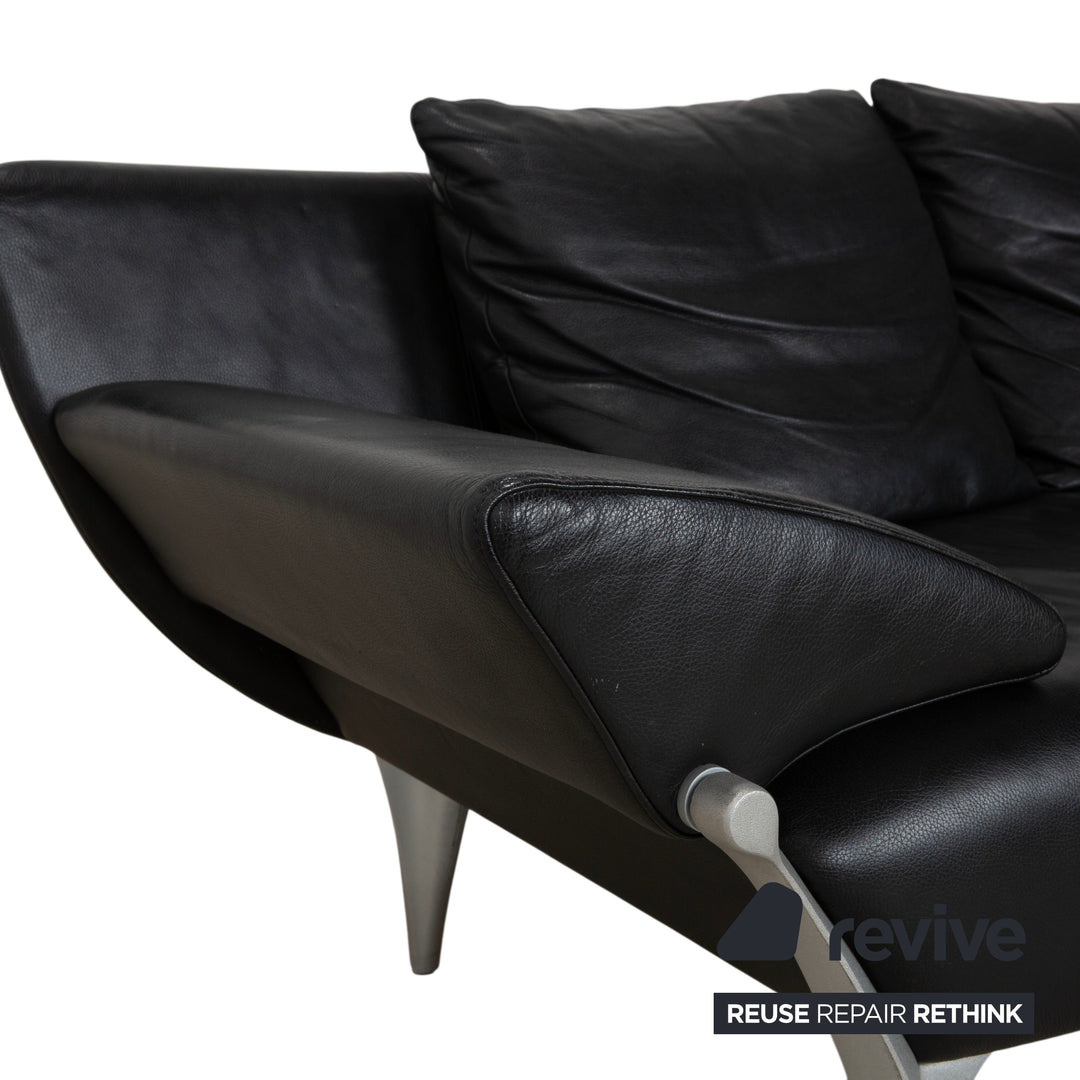 Rolf Benz 1600 Two-Seater Ottoman Sofa Black Manual Function