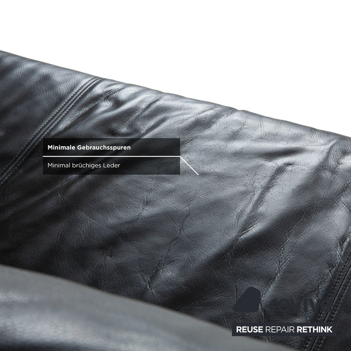Rolf Benz 1600 Two-Seater Ottoman Sofa Black Manual Function