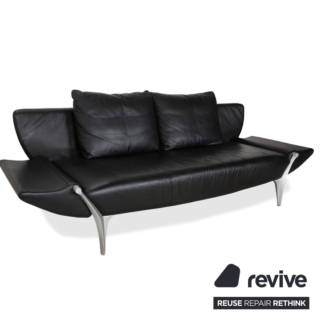 Rolf Benz 1600 Two-Seater Ottoman Sofa Black Manual Function