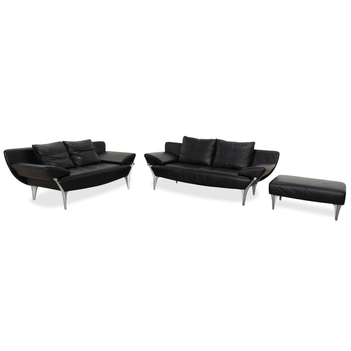 Rolf Benz 1600 Two-Seater Ottoman Sofa Black Manual Function