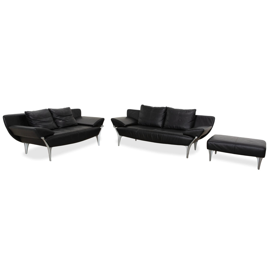 Rolf Benz 1600 Two-Seater Ottoman Sofa Black Manual Function