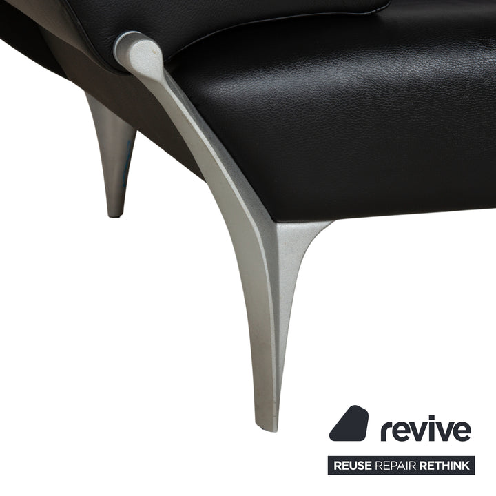 Canapé ottoman deux places Rolf Benz 1600 noir à commande manuelle