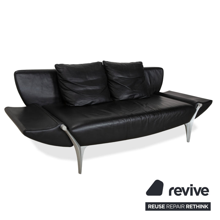 Canapé ottoman deux places Rolf Benz 1600 noir à commande manuelle