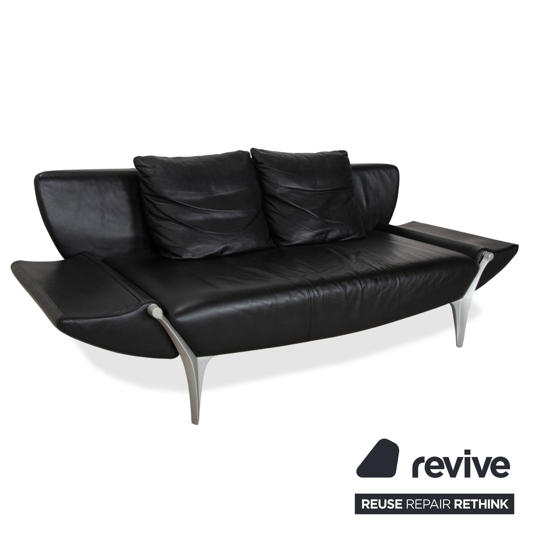 Rolf Benz 1600 Two-Seater Ottoman Sofa Black Manual Function