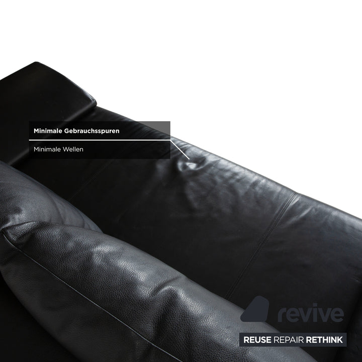 Canapé ottoman deux places Rolf Benz 1600 noir à commande manuelle