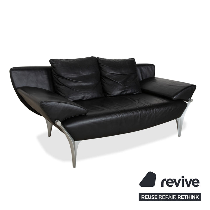 Canapé ottoman deux places Rolf Benz 1600 noir à commande manuelle