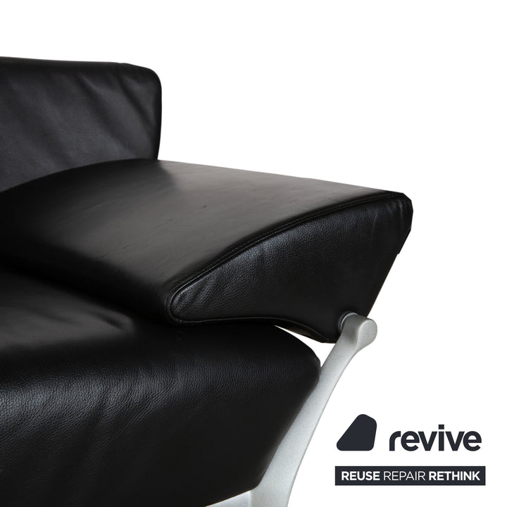 Canapé ottoman deux places Rolf Benz 1600 noir à commande manuelle