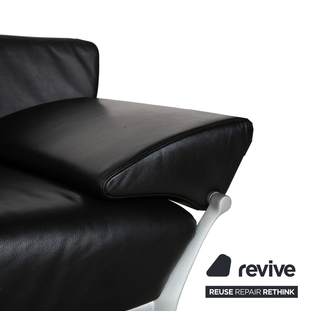 Rolf Benz 1600 Two-Seater Ottoman Sofa Black Manual Function