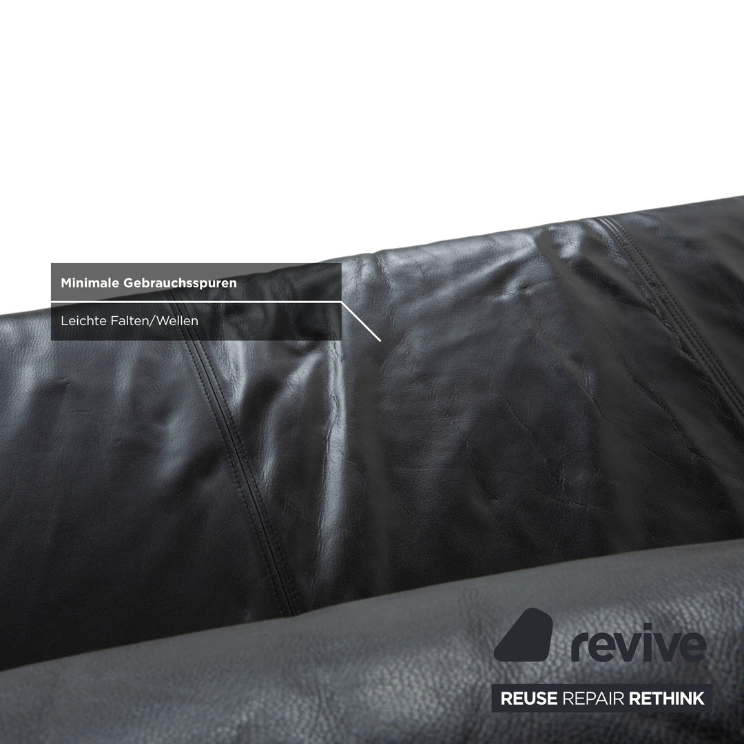 Rolf Benz 1600 Two-Seater Ottoman Sofa Black Manual Function