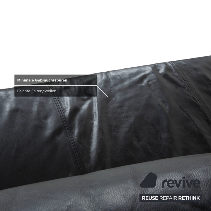 Rolf Benz 1600 Two-Seater Ottoman Sofa Black Manual Function