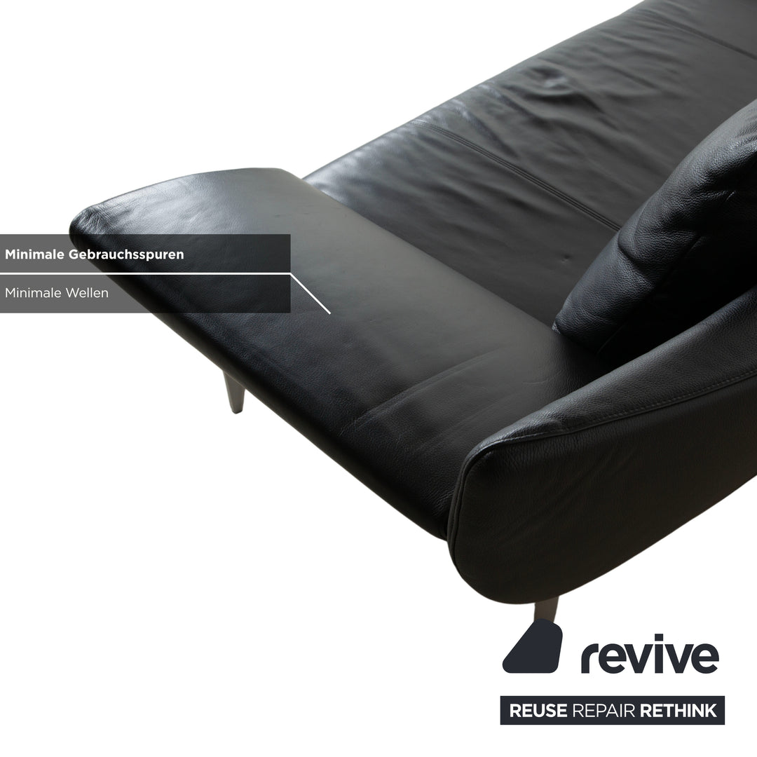 Canapé ottoman deux places Rolf Benz 1600 noir à commande manuelle