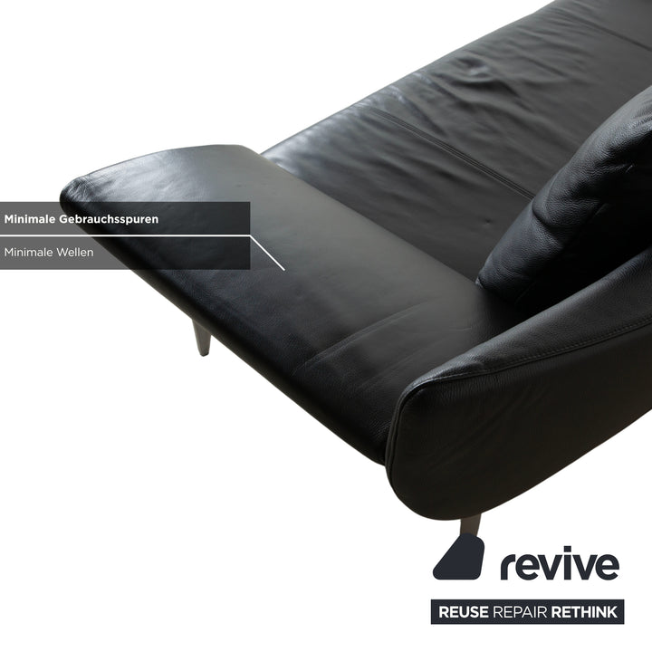 Rolf Benz 1600 Two-Seater Ottoman Sofa Black Manual Function