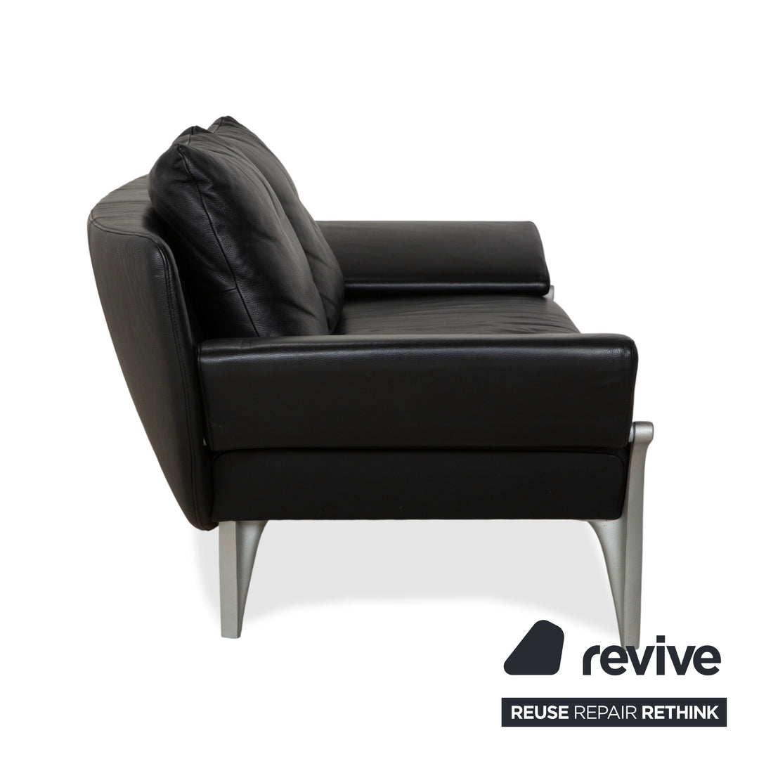Rolf Benz 1600 Two-Seater Ottoman Sofa Black Manual Function