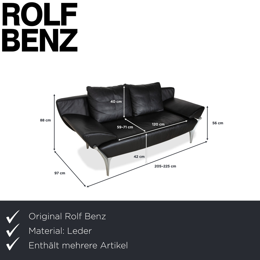 Rolf Benz 1600 Two-Seater Ottoman Sofa Black Manual Function