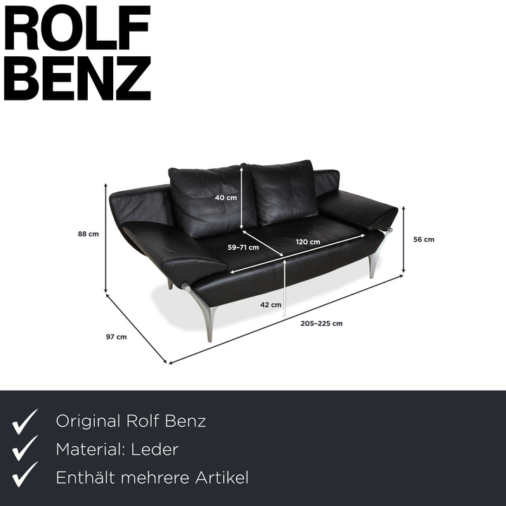 Rolf Benz 1600 Two-Seater Ottoman Sofa Black Manual Function